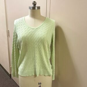 Talbots Light Green Cable Knit Sweater